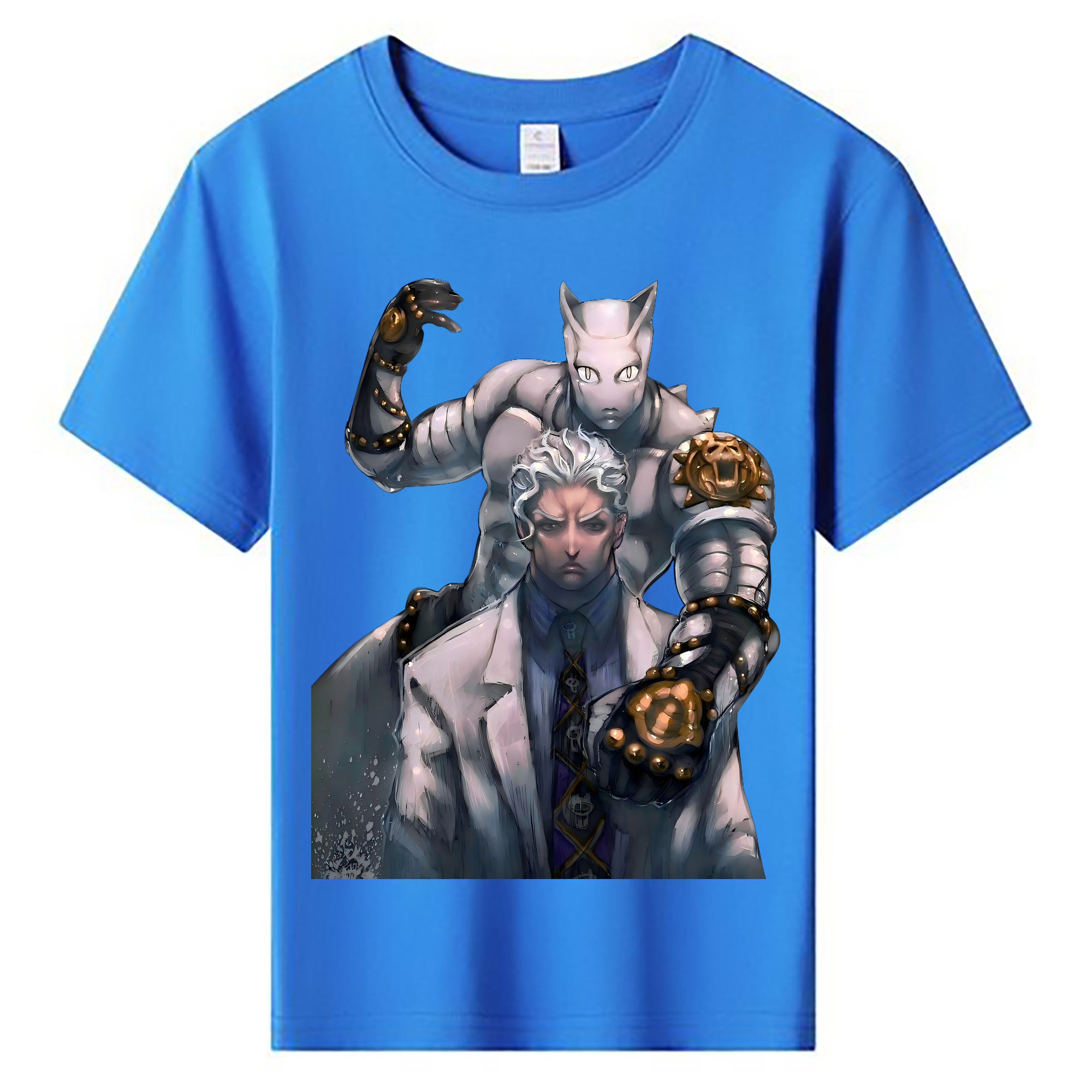 （画像用） ジョジョの奇妙な冒険 きら よしかげ JoJo's Bizarre Adventure Kira Yoshikage 綿100％キッズTシャツ（フロントプリント）